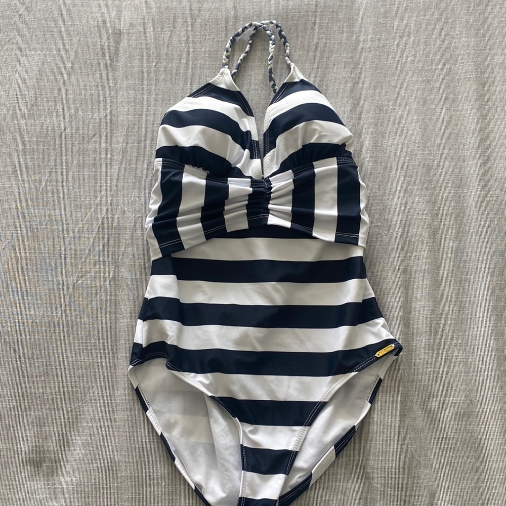 Navy Striped One Piece Swimsuit